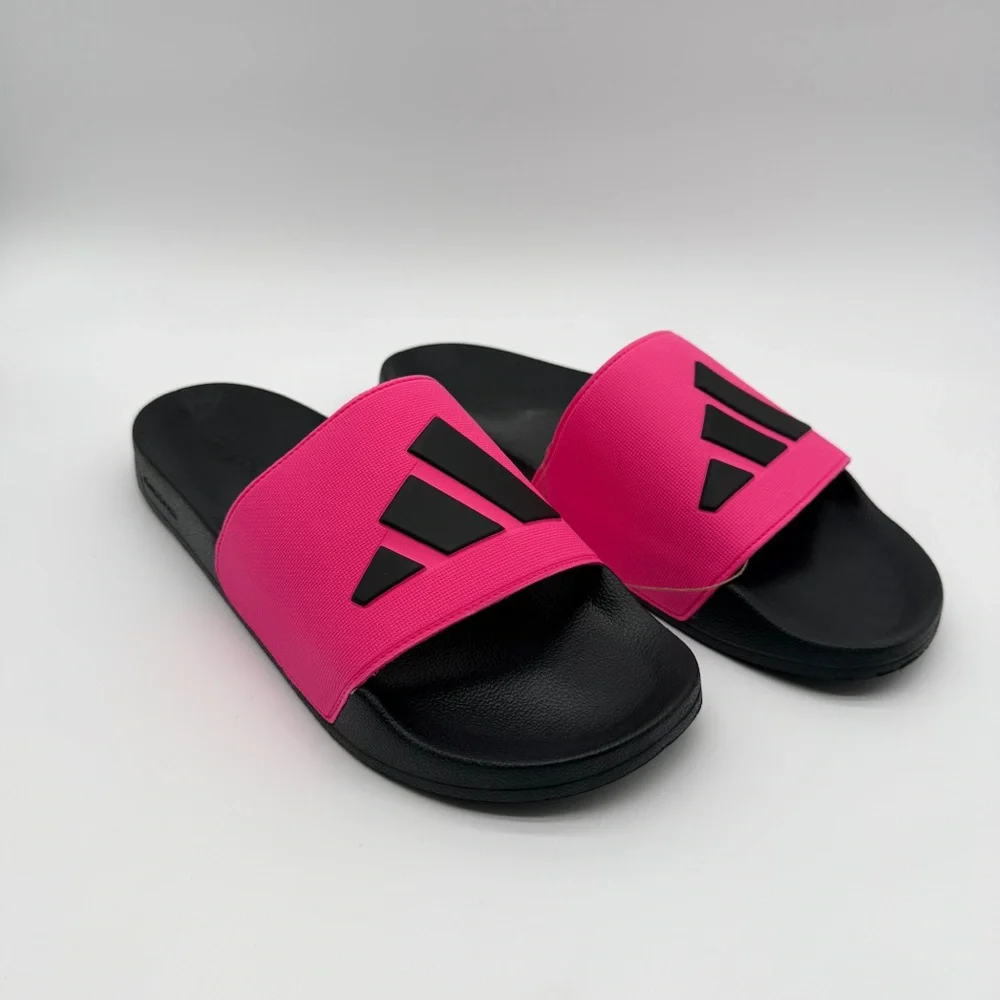 Adidas Adilette Shower Slide Sandals Cushioned Black Pink Men's Size 16 NEW